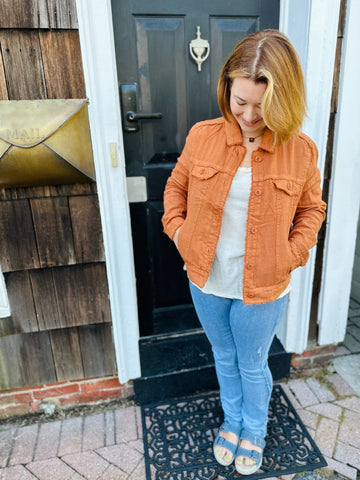 Lulu B Copper Linen Jacket at Blooming Boutique