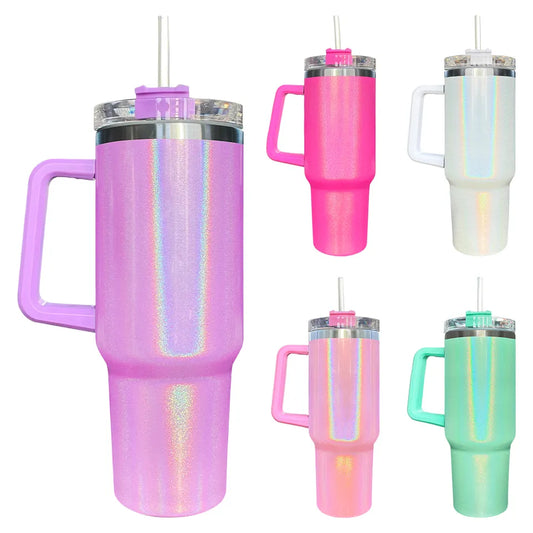 Gradient Glitter Tumbler 40oz Insulated Stainless Steel Water Bottle With  Handle And Straws Ideal For Travel And Car Use From Enjoyweddinglife, $6.23
