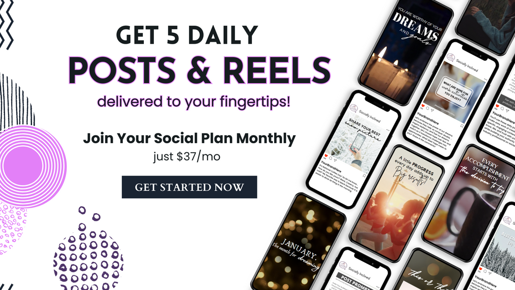 a mock up of Your social plan, daily done-for-you social media content calendar