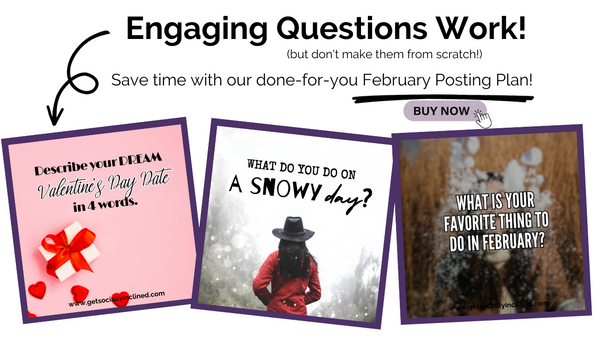 a mock up of 3 social media posts from February Your Social Plan, the done-for-you social media content subscription for small business owners.