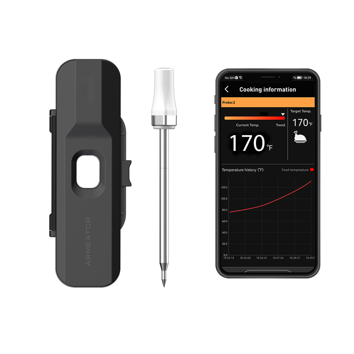 Armeator Wireless Meat Thermometer, 932°F High-Temperature