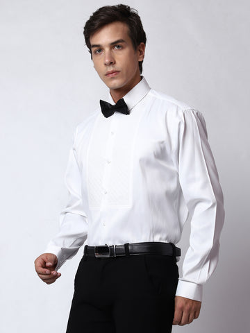 White Quilted tuxedo shirt product image- Brand Crease India