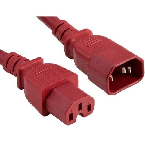 ENET C14C15-RD-10F-ENC C14 to C15 10ft Red Power Extension Cord 14 AWG 15A NEMA IEC-320 C14 to NEMA IEC-320 C15 Red 10'