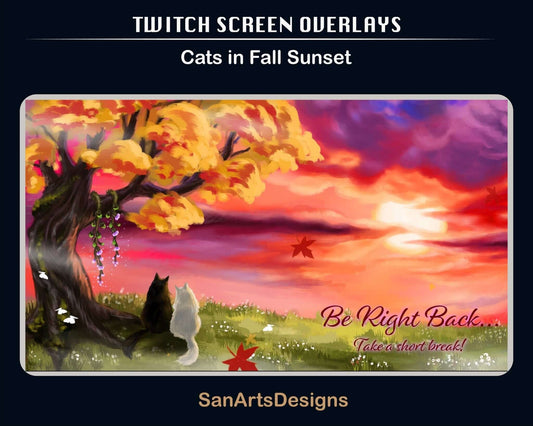 Animated Scenes Cats in Fall Sunset - Overlay - Stream K-Arts