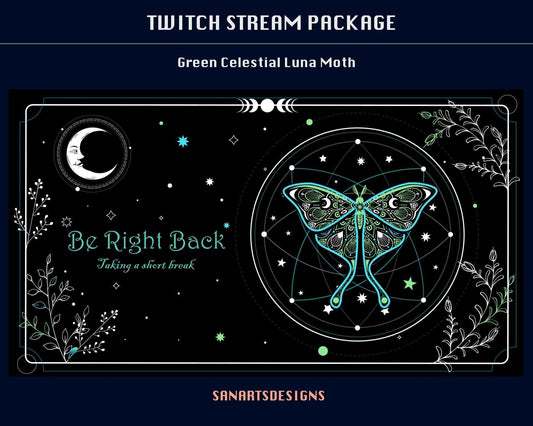 Animated Scenes Green Celestial Luna Moth - Overlay - Stream K-Arts