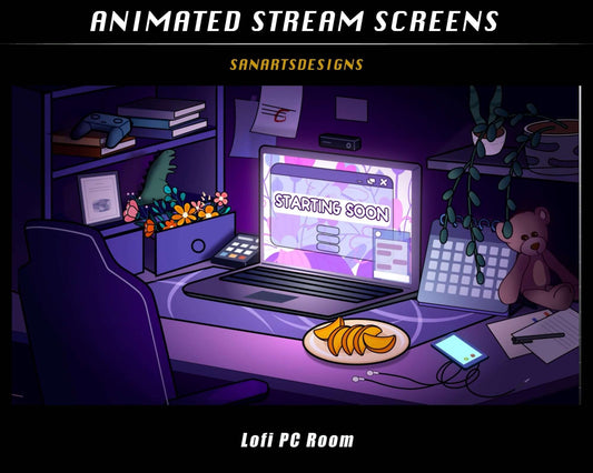 Animated Scenes Lofi PC Desk - Overlay - Stream K-Arts