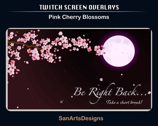 Animated Scenes Pink Sakura and Moon - Overlay - Stream K-Arts