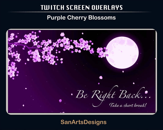 Animated Scenes Purple Sakura and Moon - Overlay - Stream K-Arts