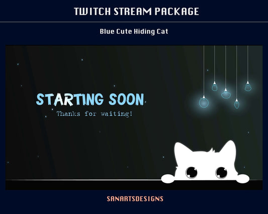 Animated Stream Package Blue Cute Hiding Cat - Package - Stream K-Arts