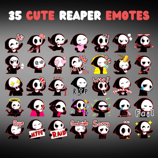 Cute Reaper Emotes Pack - Static Emotes - Stream K-Arts