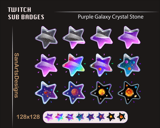 Crystal Cat Sub Badges | Twitch Sub Badges