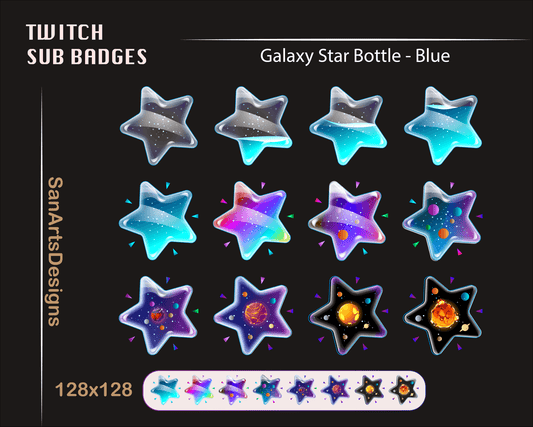 Galaxy Star Bottle Twitch Sub Badges - Badges - Stream K-Arts