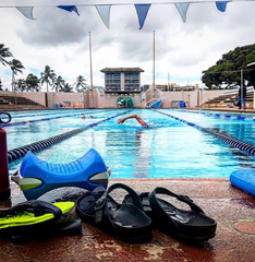 Brent McMahon professional triathlete at the pool