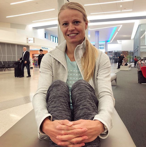 Helle Frederiksen during a layover to Kona, Hawaii for 2018 Ironman World Championships