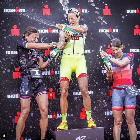 Linsey Corbin takes 1st place at the 2018 Ironman Wisconsin triathlon Photo cred @corbinbrands