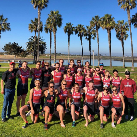 Stanford Triathlon Team Photo on the beach