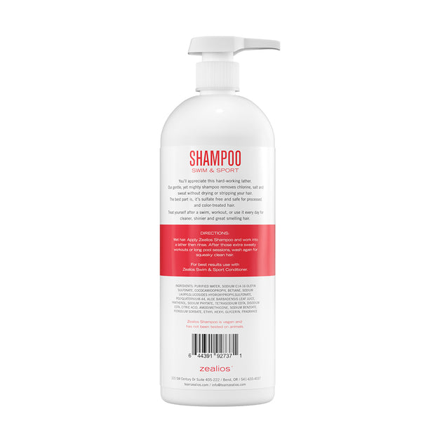 Zealios | Swim Sport 32 oz Shampoo to remove chlorine, sweat & salts – zealios