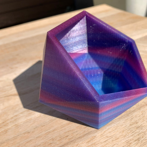 3d printed icosahedron planter in nebula