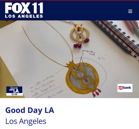 Anet Abnous Founder of Anet's Collection Pomegranate Jewelry on Fox 11 news Good Day LA by Araksya Karapetyan