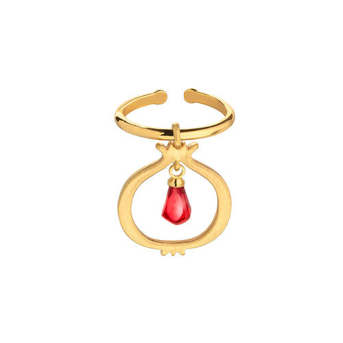 Pomegranate Seed-Inspired Elegance: Adjustable Pomegranate Ring with Tiny Seed Design