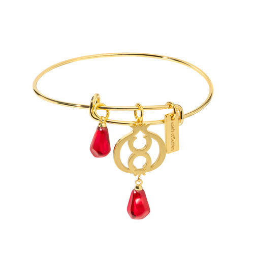 Gold Plated Pomegranate Design Adjustable Bangle with Seed Accents