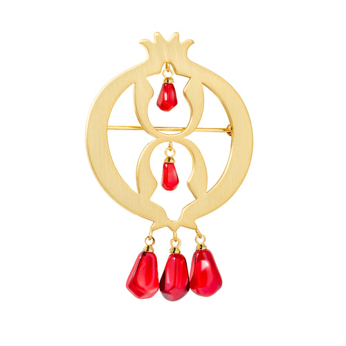 Golden Delight: Pomegranate Brooch with Gold Plating and Seed Detailing