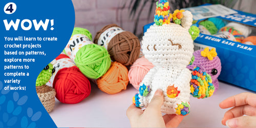 HEJIN Crochet Kit for Beginners, 6 PCS Crochet Animal Kit for Adults Kids,  Crochet Kits Include Videos Tutorials, Beginner Yarn, Eyes, Stuffing,  Crochet Hook, Keychain - Boys and Girls Birthdays Gift