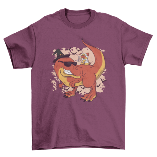 Halloween pug and dinosaur t-shirt