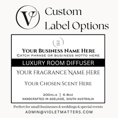 Violet Matters offers custom options for soy melts and room diffusers