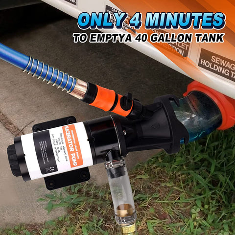 RV Macerator Pump Only 4 Minutes to Empty A 40 Gallon Tank for Recreational Vehicle(RV)