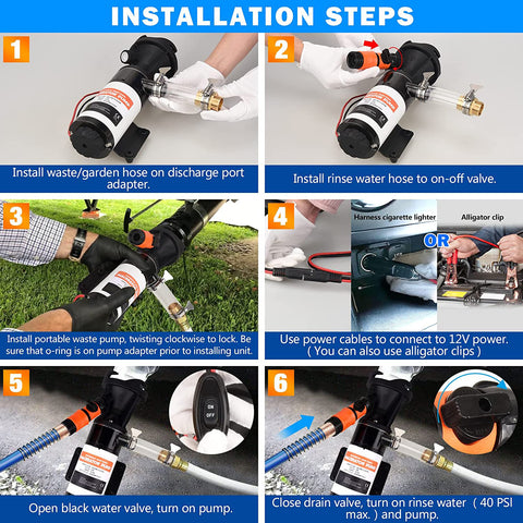 How to install RV Macerator Pump 12V 12GPM Self-Priming Sewer or Waste Pump