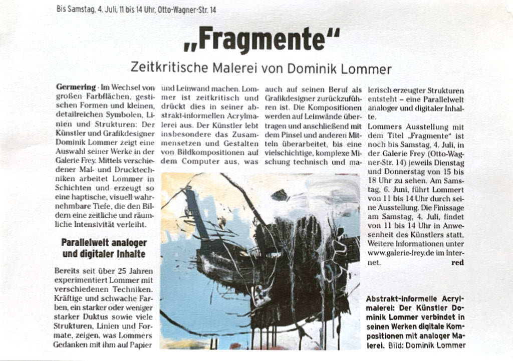 „Fragmente“, erschienen in der Lokalpost in Germering im Jahr 2020