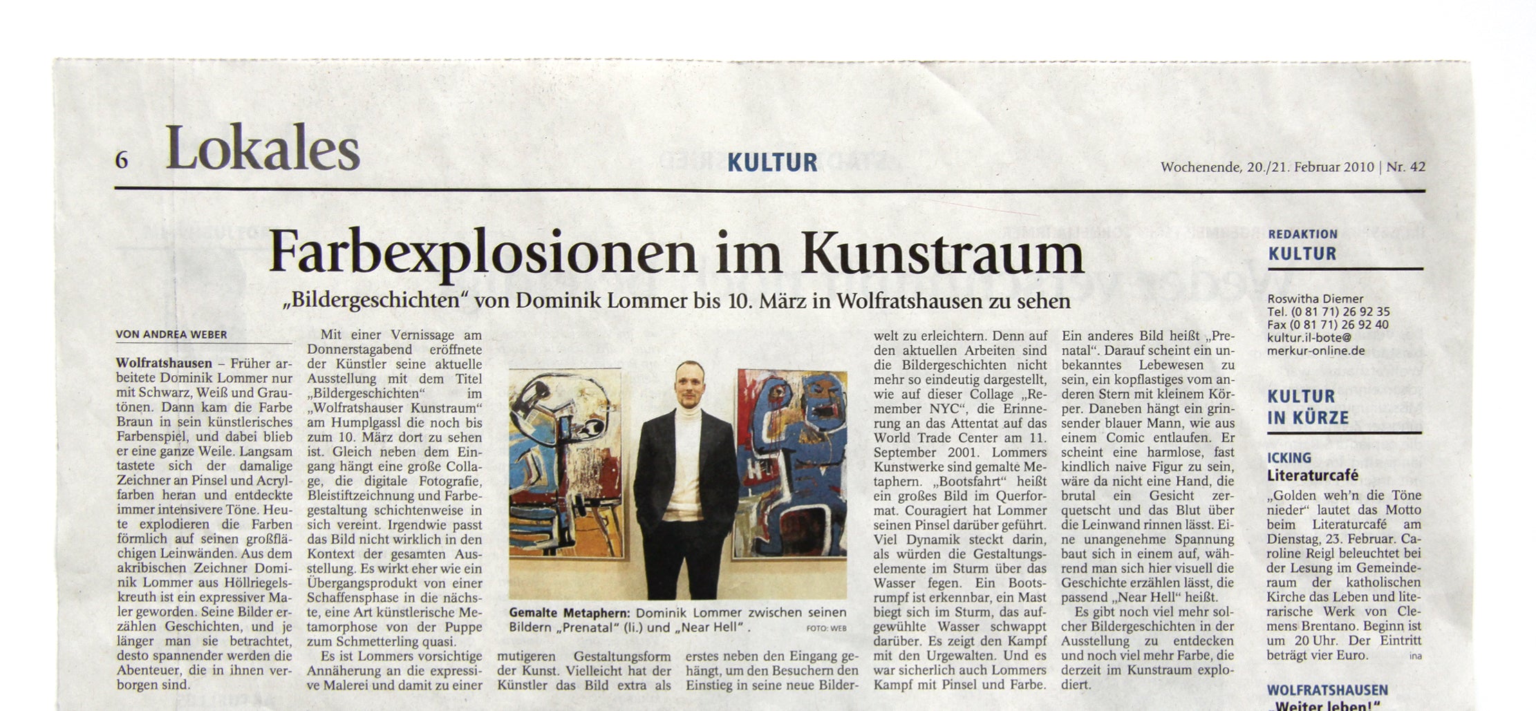 Ausstellung in der Kunstgalerie Wolfratshausen, Artikel in der Süddeutschen Zeitung