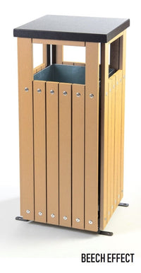 Square Wood Effect Outdoor Litter Bin - 36 Litre