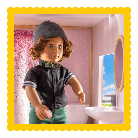 Boy doll in the bathroom