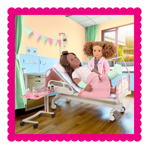 Patient Doll and Doctor Doll in Hospital Playset