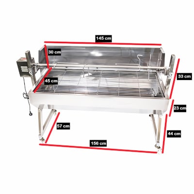 1500 mm BBQ Spit Rotisserie | Spartan showing the units dimensions