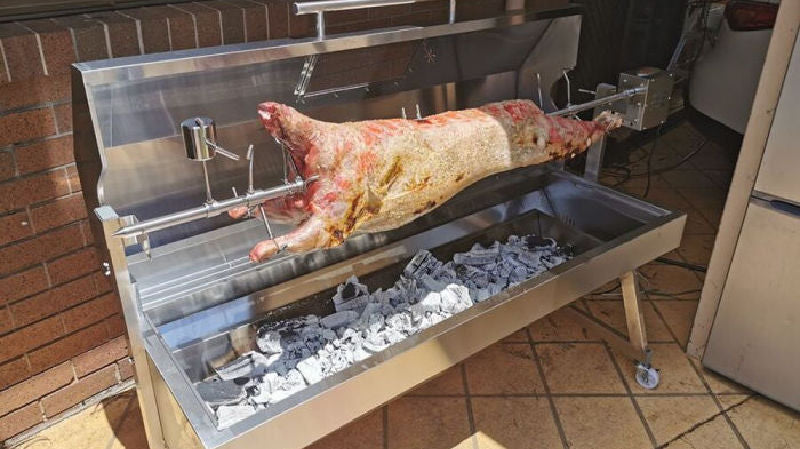 1200 mm Spartan Spit Rotisserie Roaster showing the accessories