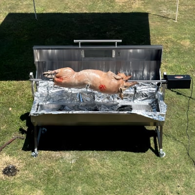 1500 mm BBQ Spit Rotisserie | Hooded Spartan whole pig cooking