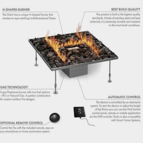 Fireplace | Planika Gas H Insert showing the features and accessories