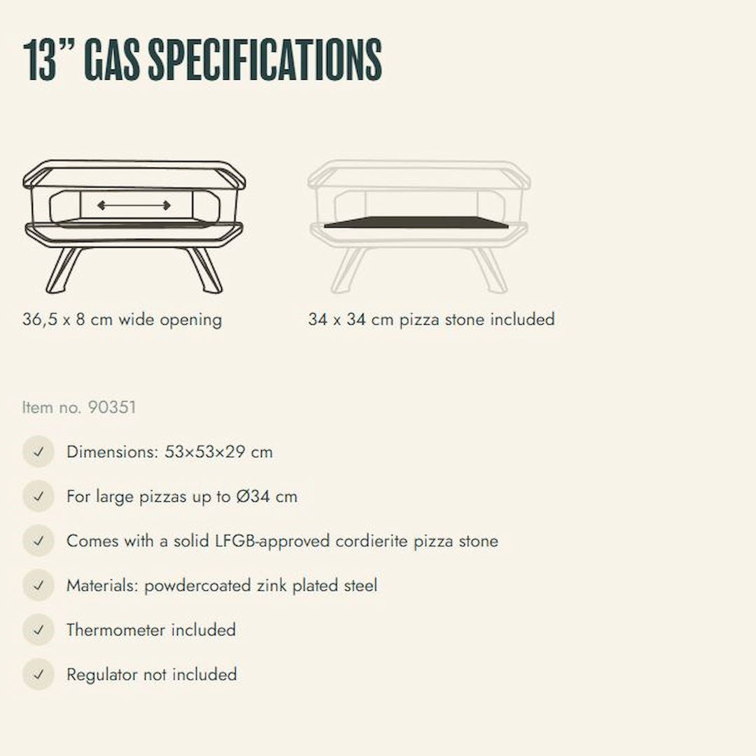 Gas Pizza Oven | Cozze MK2 | 13 inch product specifications