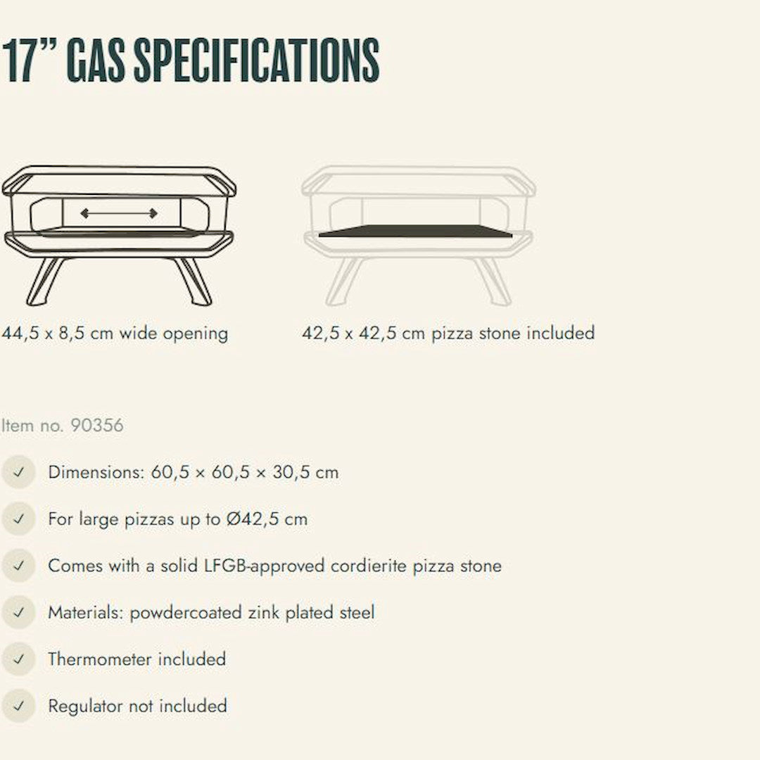 Gas Pizza Oven | Cozze MK2 | 17 Inch product specifications
