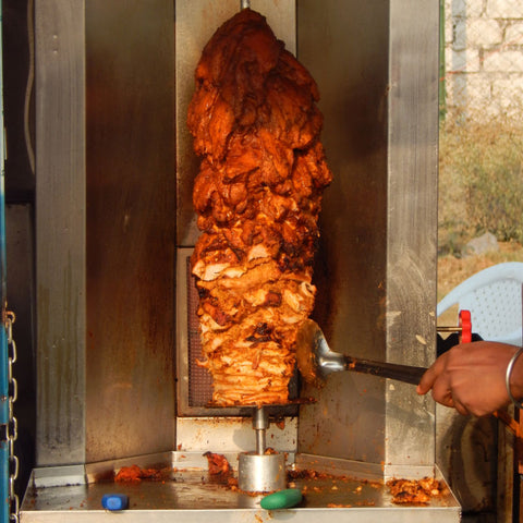 Spit Roaster | Cooking kebab meat on an Upright Spit Roaster