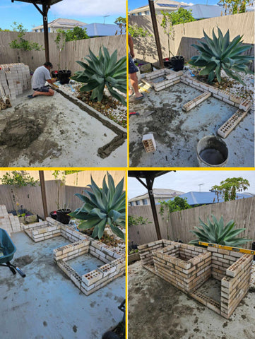 the foundation and brickwork of a custom outdoor bbq area