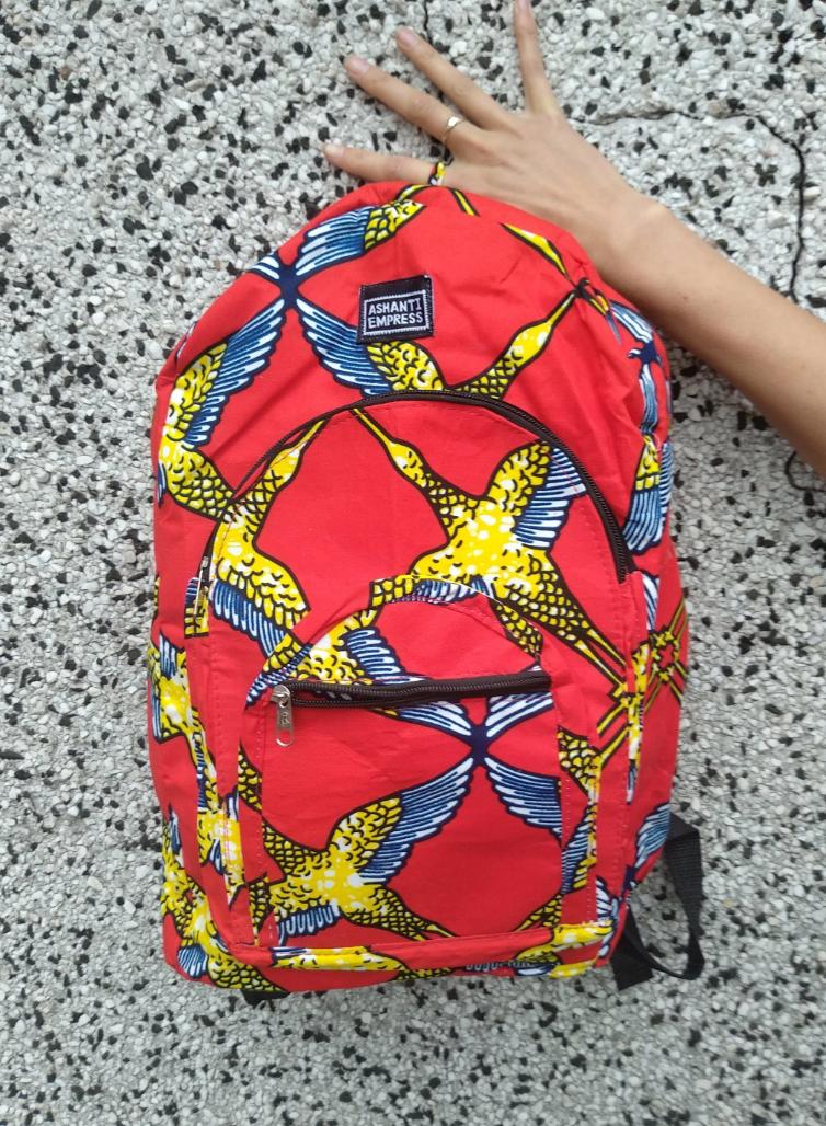 red blue yellow backpack