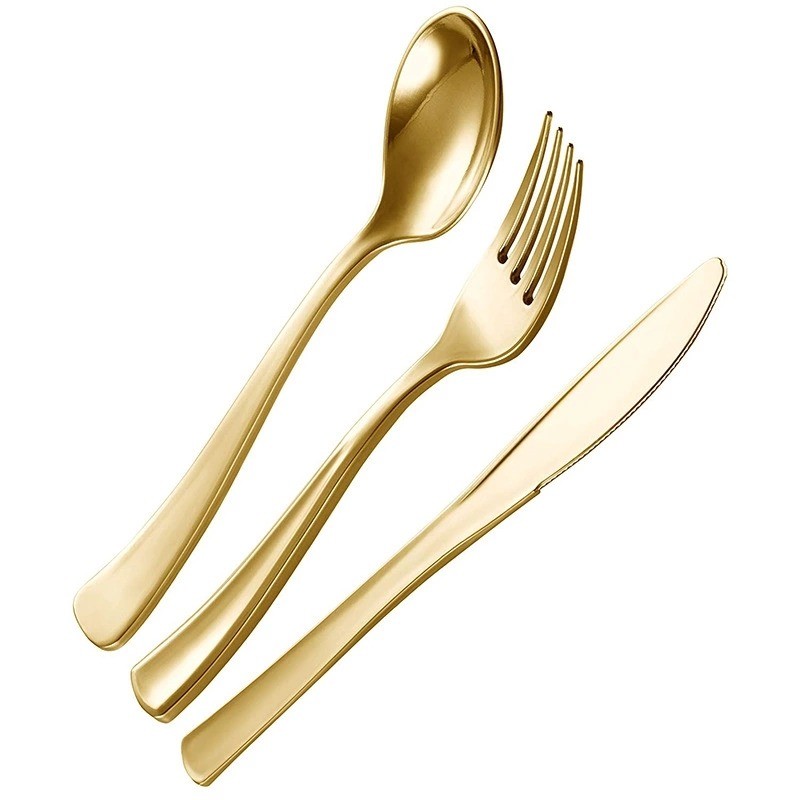 glanzend goud Plastic | 6 lepels, 6 vorken)... – eidmubarak.eu