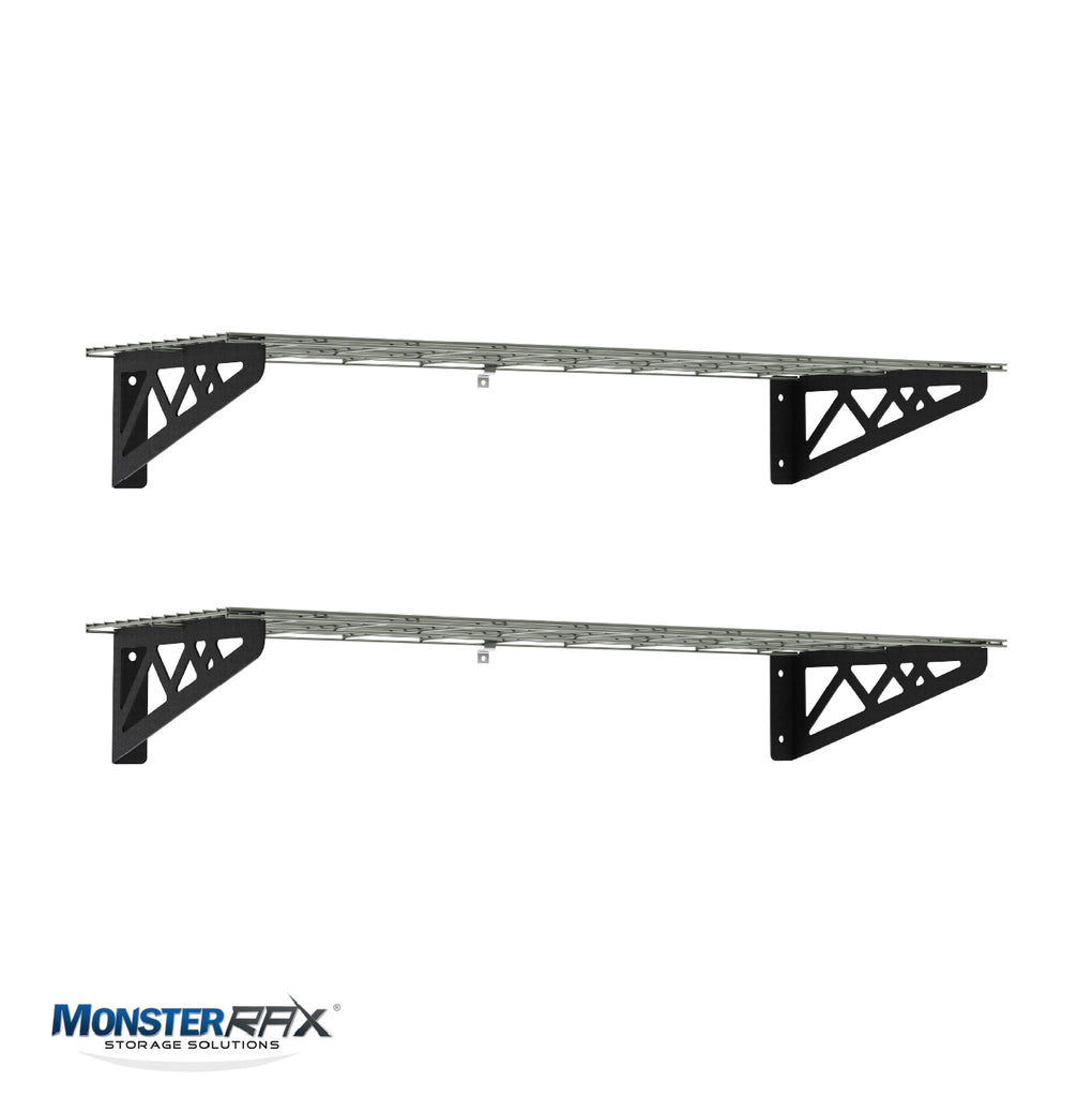 MonsterRax 24 x 48 Wall Shelves (2pk) - Bonus Accessory Hooks – MonsterRAX