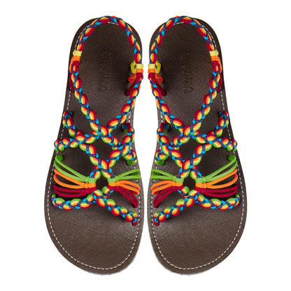 Relax Festive Rope Sandals Rainbow Open toe wider design Flat Handmade sandals for women