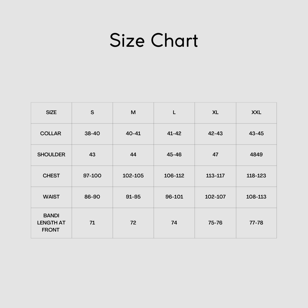 Bandi Size Chart – rawandrustic
