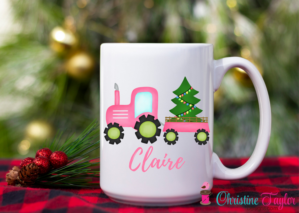 Personalized Mug - Pink tractor